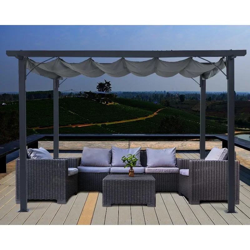 

Patio Pergola Outdoor Sun Shade Canopy with Retractable