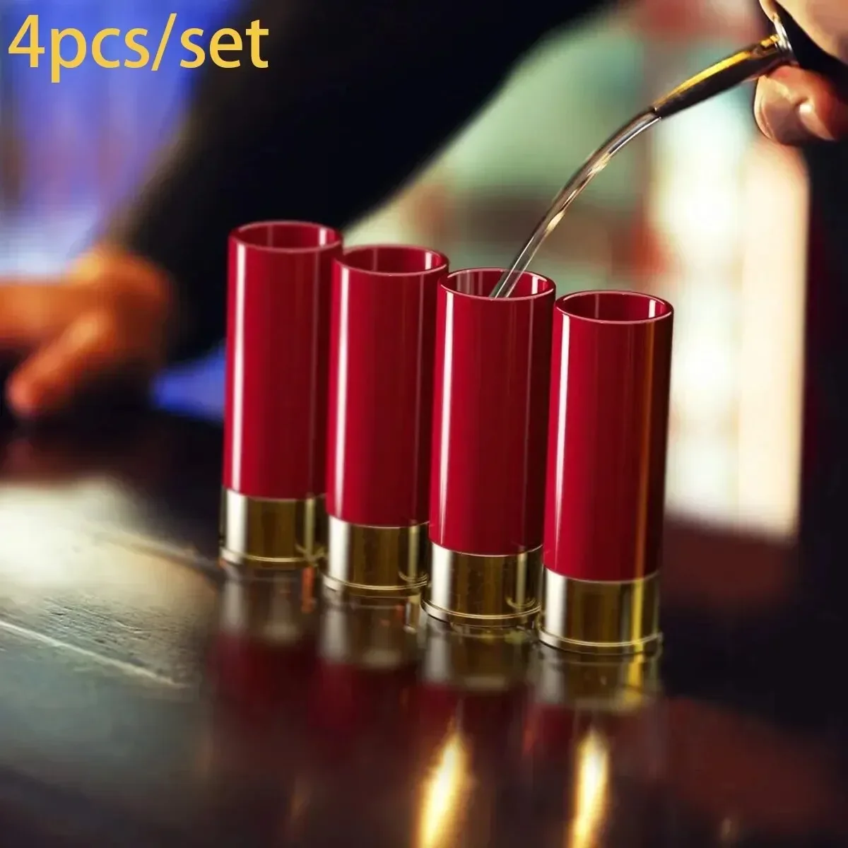 4Pcs/Set 12 Gauge Shell Shotgun Shot Glasses Cartridge Case Drinking Cup for Hunting Shooting Father\'s Day Dad Novelty Gift