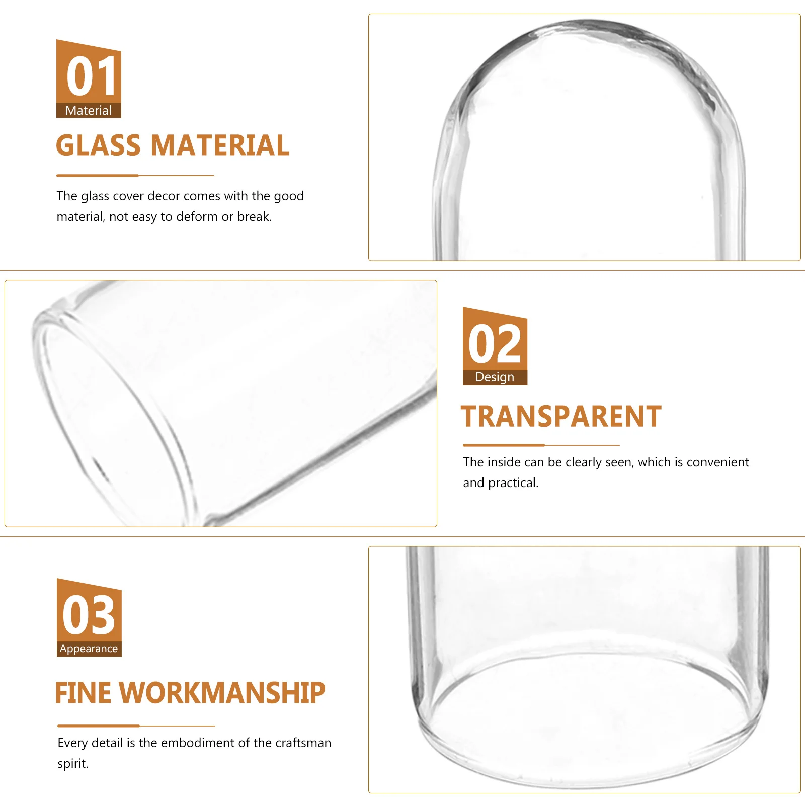 

10pcs Glass Cover Decor For Micro Landscape Silk Flowers Flat Bottom Stable Diy Eternal Flower Display Case Creative Glass Dome