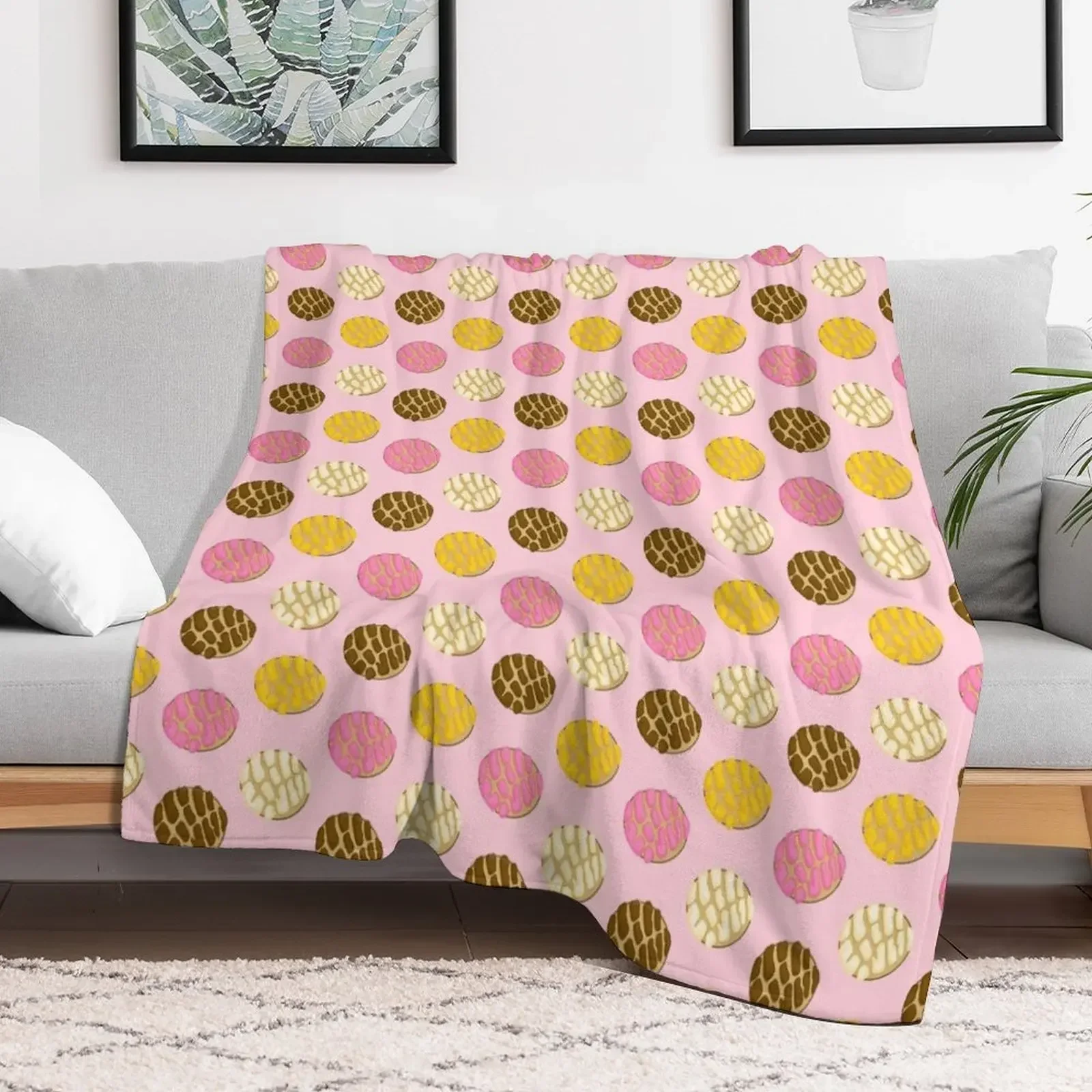 Latino Concha Mexican Bread Pan Dulce Pink Throw Blanket Hairy Sofa Nap Blankets