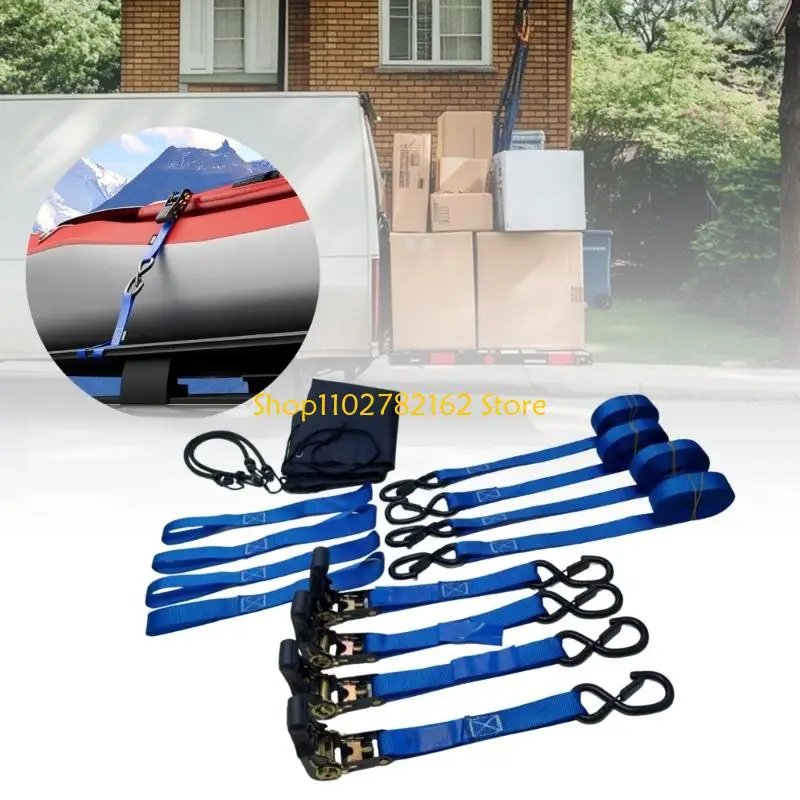 

547B Ratchet Tie Down Straps Padded Handle S Hooks Cargo Straps For Heavy Loads