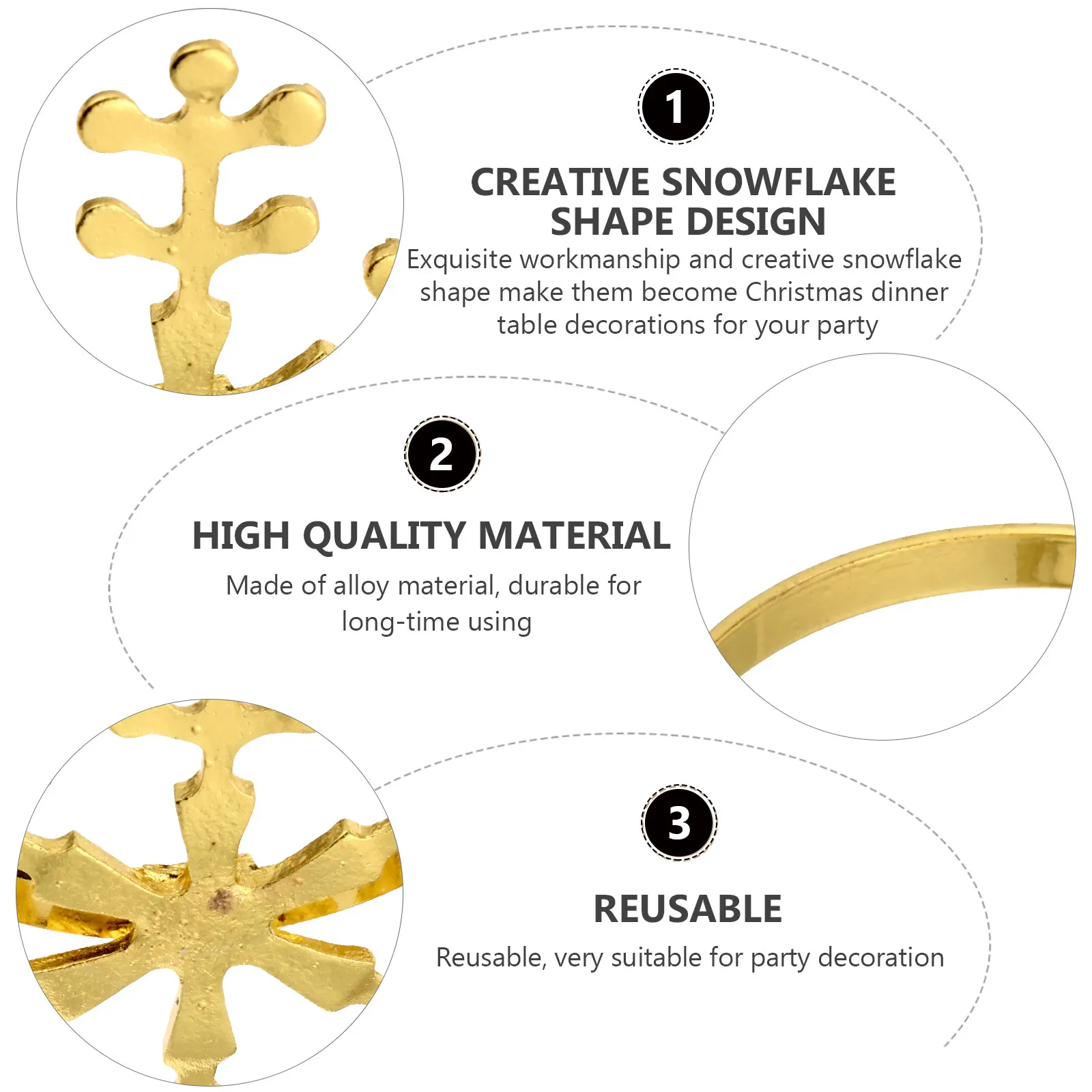 

4Pcs Christmas Alloy Napkin Ring Snowflake Style Elegant Table Decor for Holiday Dinner Party Reusable Sparkling Decoration