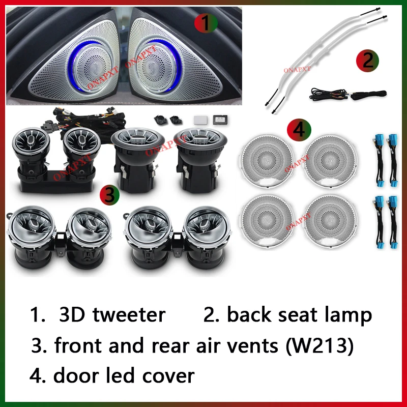 Für Benz E-klasse W213 Coupe W238 AMG 64-farbe LED Auto Atmosphäre Lampe Decke Air Vent Turbine 3D Hochtöner Speeker Umgebungs Licht