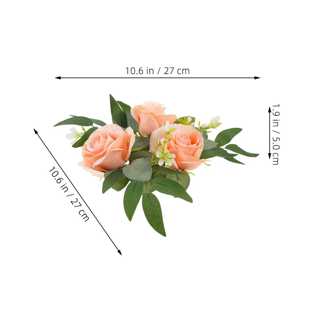 2 szt. Sztuczny Wieniec z Róż Realistyczny Kwiatowy Pierścień Dekoracja Ślubna Ozdoba Stołu Dekoracja Domu Salonu