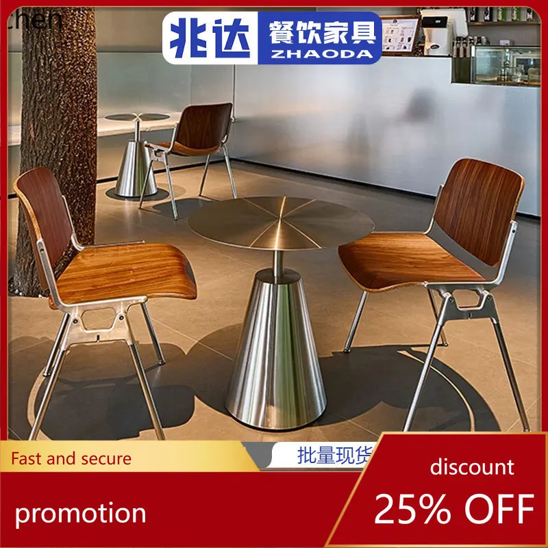 

LXC Industrial Style Cafe Chair Stainless Steel Bar Table and Chair Internet Celebrity Milk Tea Shop Dining Table and Chair