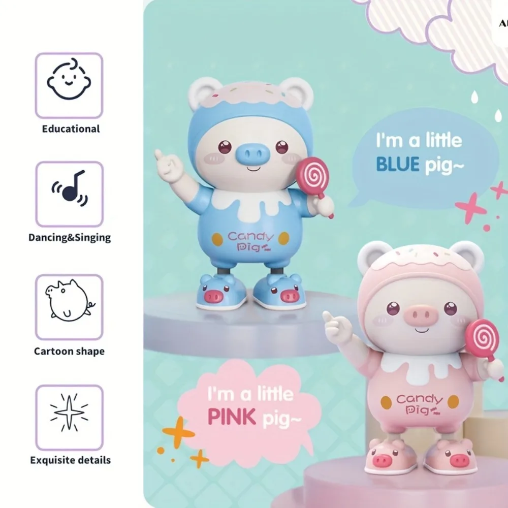 

Забавная электронная светодиодная светодиодная игрушка-свинка: танцующая мультяшная свинка-качалка, музыкальная развивающая игрушка из пластика для раннего развития, новогодний подарок