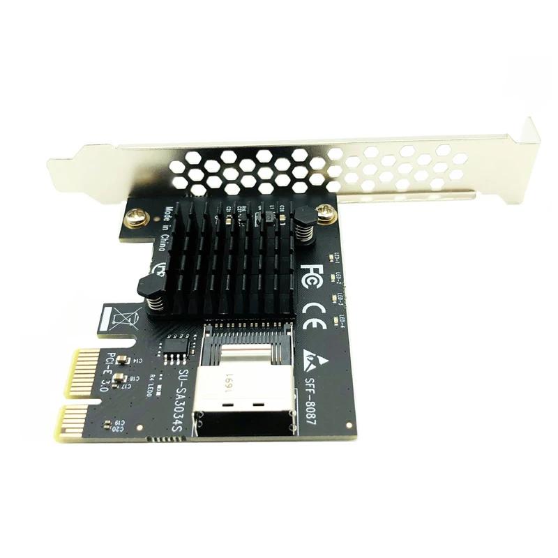 4포트 SATA 3 6G SSD 어댑터 확장 카드 PCIe - 미니 SAS 8087 PCI-e PCI Express X1 컨트롤러 라이저 추가 카드 Chi a Mining