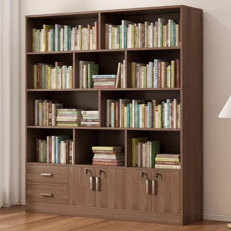 Minimalist Bookshelf Floor-to-ceiling bookcase Integrated cabinet Shelf against wall Office file cabinet Locker