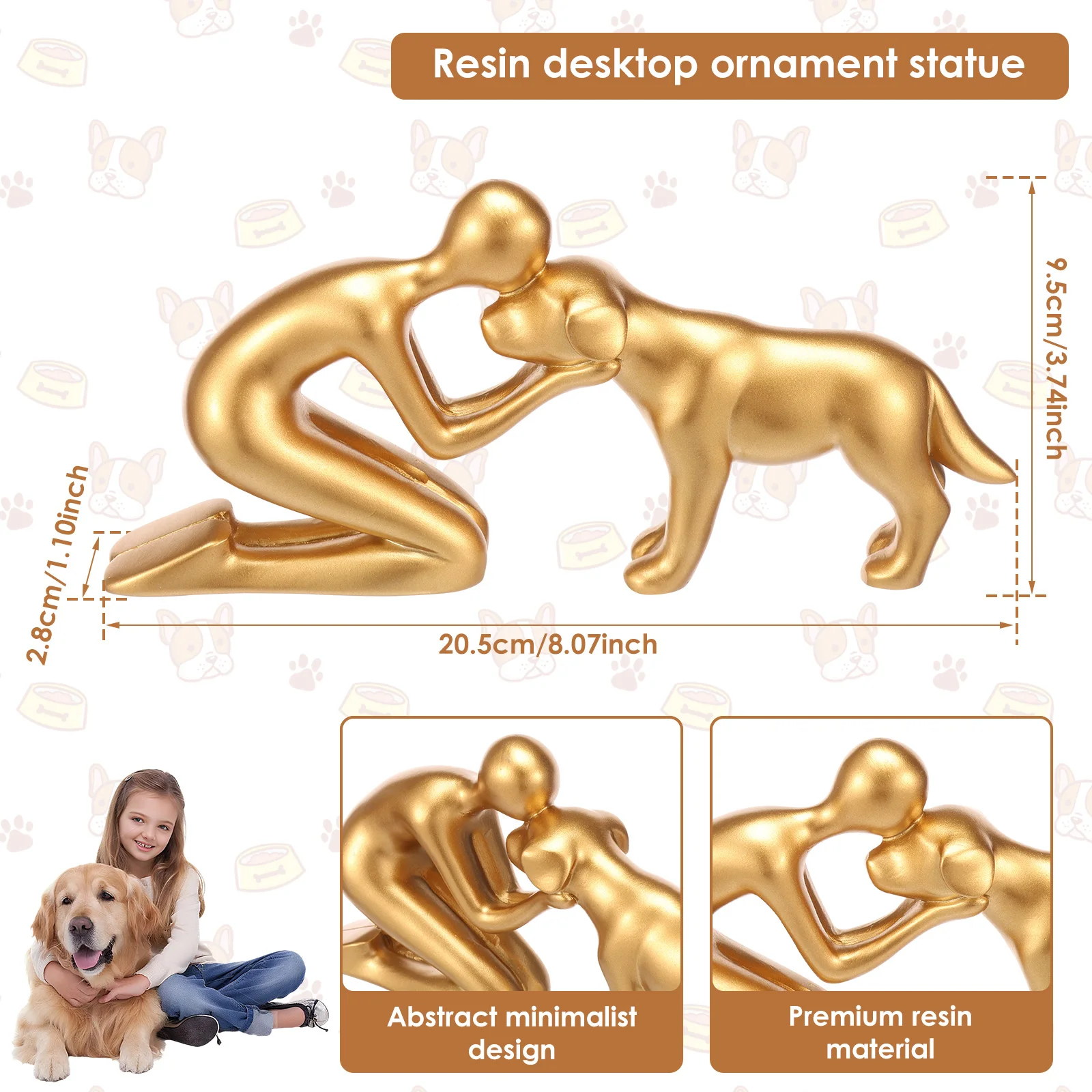 Love My Black Dog Figurines Statues Resin Cute Dog Angel Friendship Remembrance Presents for Dog Lovers Living Room Home Decor