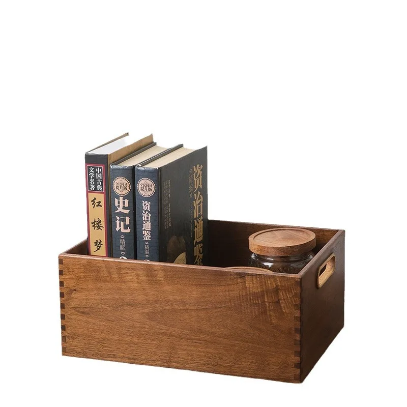 

Black Walnut Solid Wood Storage Box Organizing Box Wine Bottle Jar Storage Box Large Capacity Office File Desktop