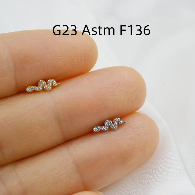 

10 шт., украшения для тела, 16 г, G23, титан, Astm F136, CZ, змея, губа, губная серьга, спираль для ушей, козелок, ладья, штанги, ювелирные изделия для пирсинга