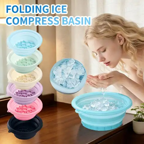 Foldable Silicone Facial Ice Bowl With Built-in Ice Tray, Portable Cold Facial Wash Basin, Home Skincare Tool For Pore Minimizin