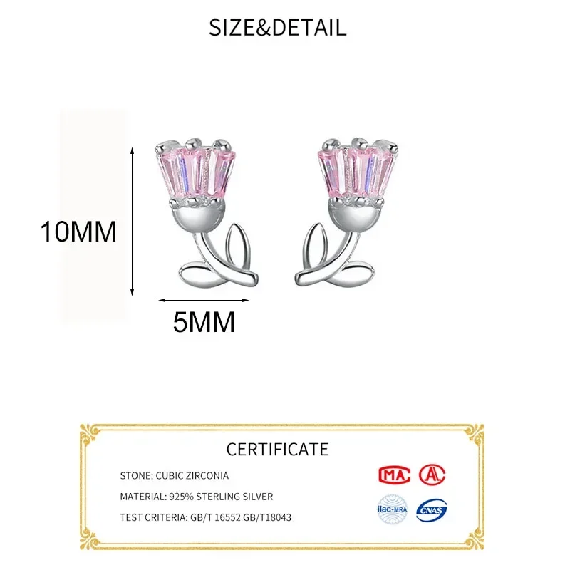 INZATT prawdziwe 925 srebro cyrkon CZ kwiat tulipana stadniny kolczyki dla kobiet śliczne eleganckiej biżuterii minimalistyczne akcesoria