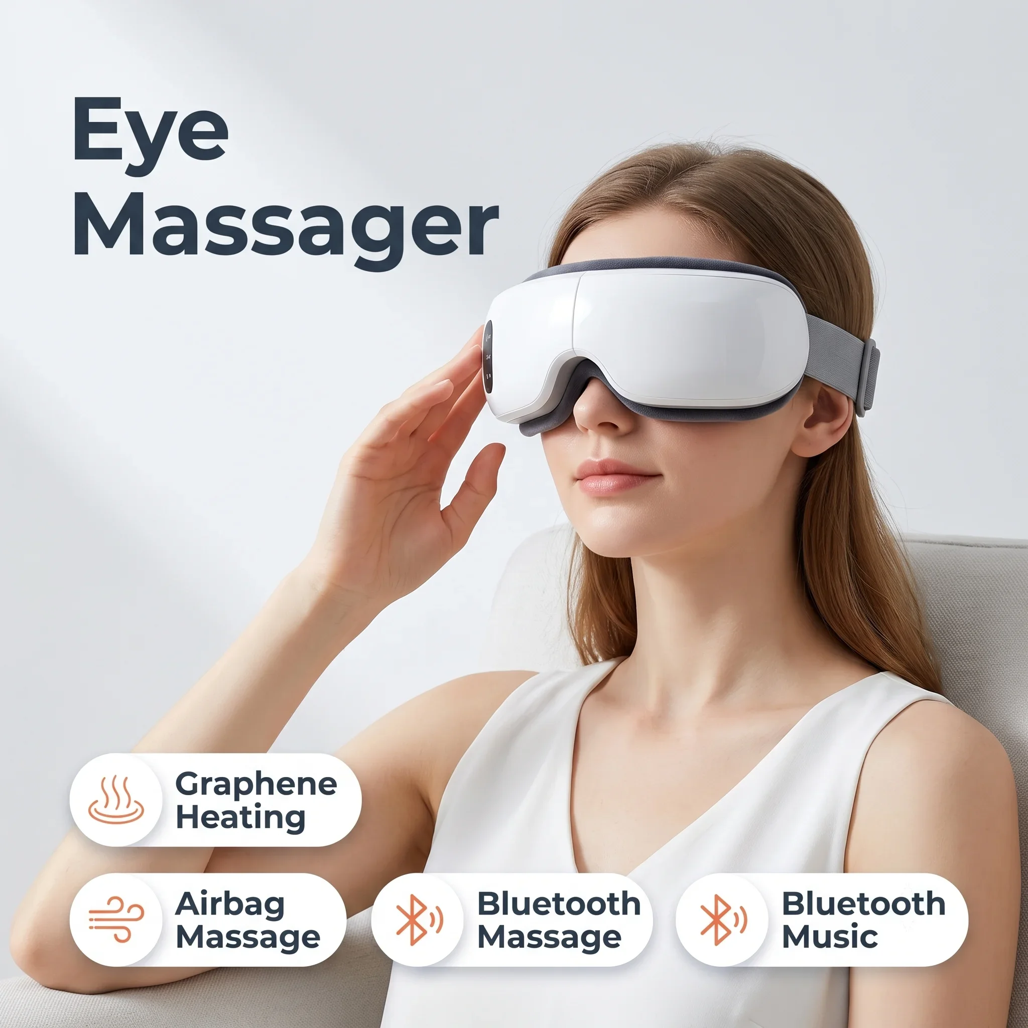 Rechargeable Eye Massager Hot Compress Air Pressure Therapy Mask For Office Worker Student Eye Care