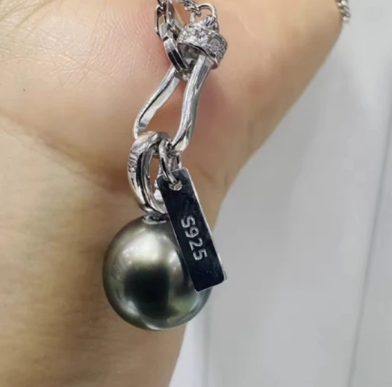 Fashion Lucky Large Pendant AAAA Grade 10-11mm Natural South Sea round Bead Pendant 925s/45cm Jewelry Accessory