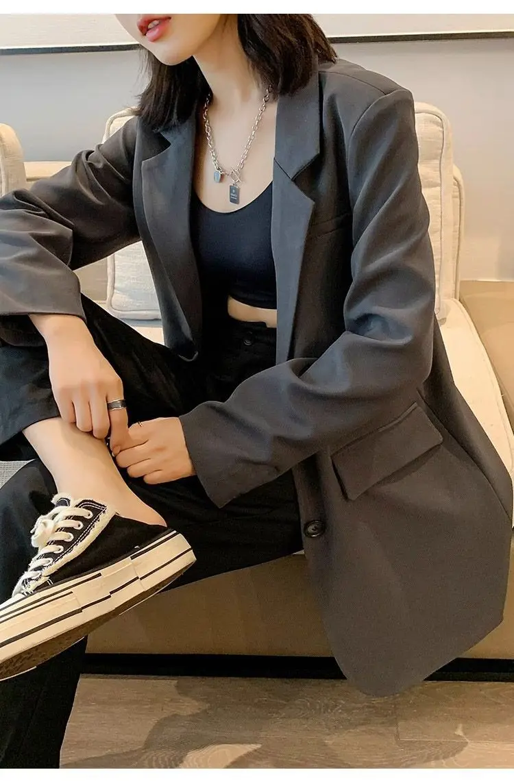 Commute Blazer Overcoat Female Women'S Coats Hot Selling Full Harajuku Gothic Y2K Punk E Girl Back Workwear Overcoats Printed