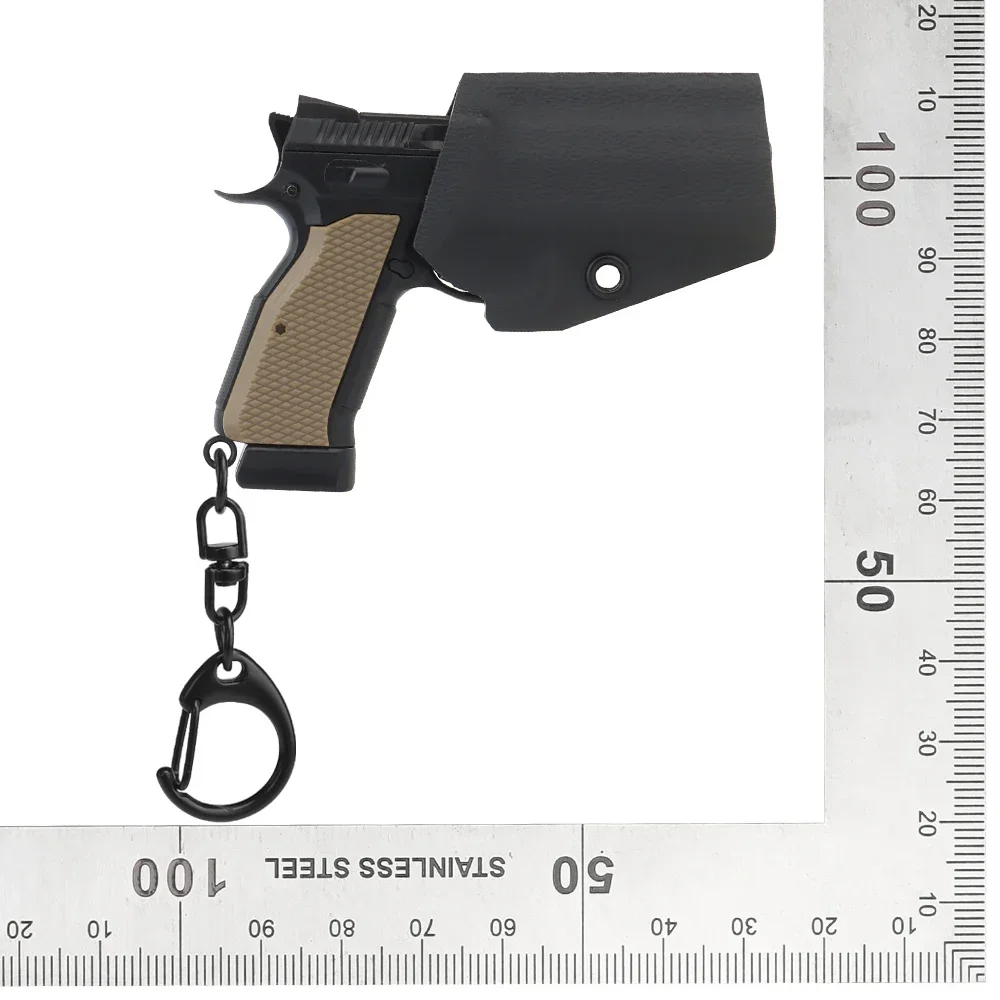 Keychain Set Plastic 1:4 Cz Shadow 2 Mini Pistol Gun Holster Shape Key Ring Gift with Movable Lever and Mag view 4