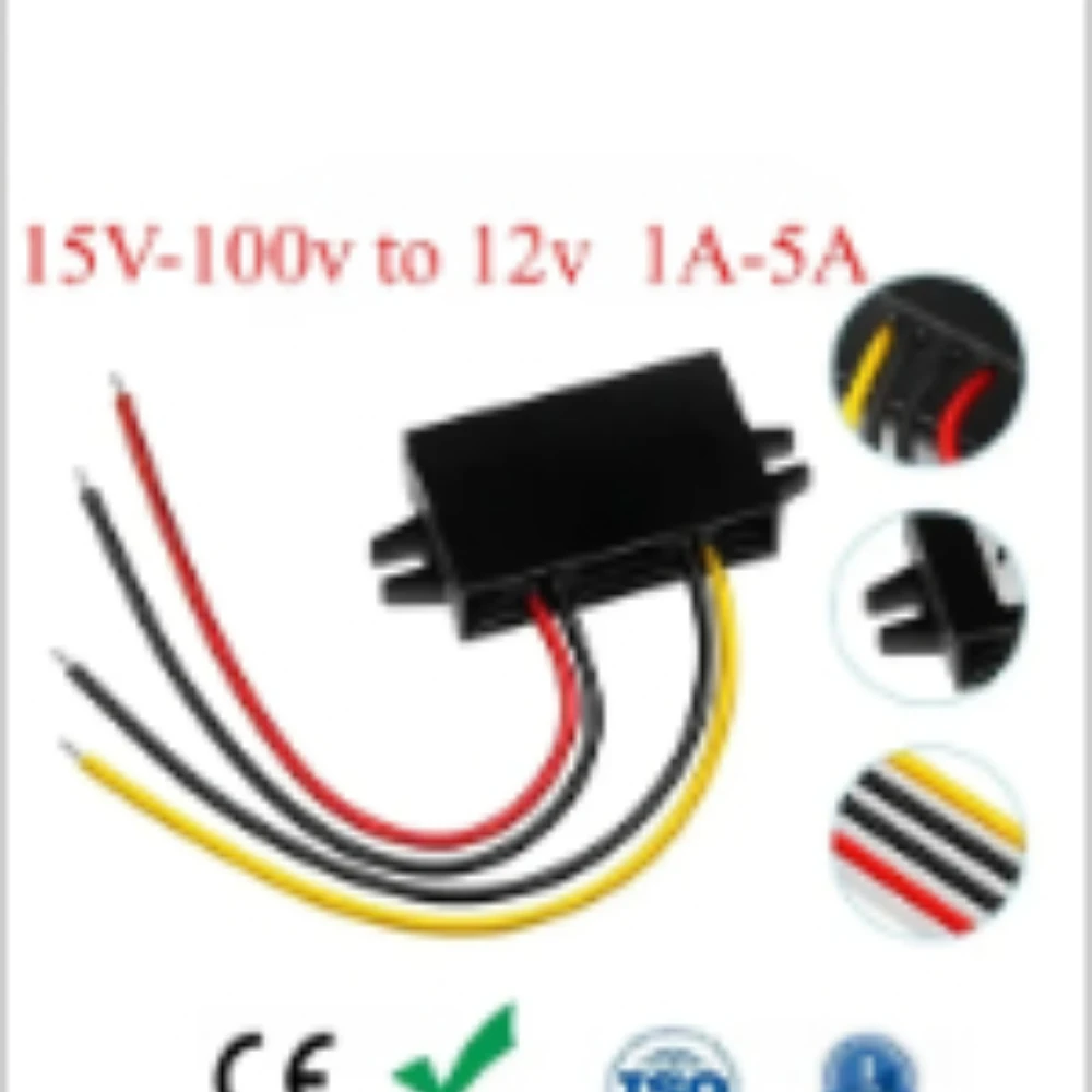 15V-100V 24V 36V 48V 60V 72V to12V 1A-5A 12V Step Down Buck Voltage Regulator DC Converter Reducer for Golf Cart Car Device ROHS