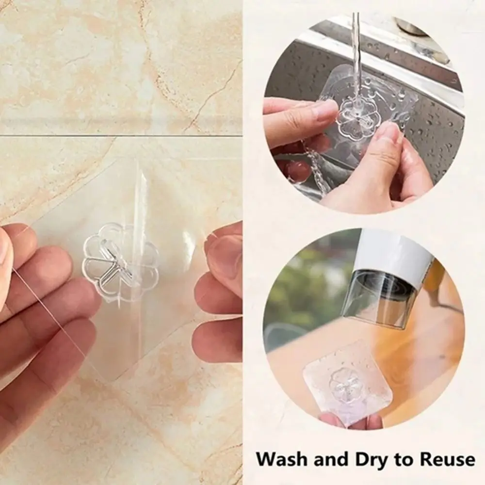 1/3PCS Punch-free Self-adhesive Hooks Heavy Load Transparent Seamless Hanging Hook Multi-purpose Strong Wall Door Hangers