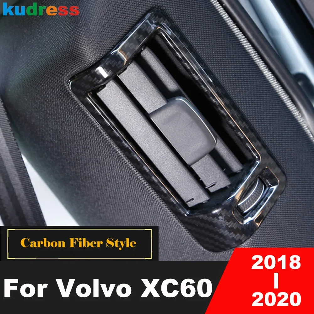 For Volvo XC60 XC 60 SUV 2018 2019 2020 Carbon Car Rear Door Pillar Air Condition Vent Outlet Cover Trim Interior Accessories