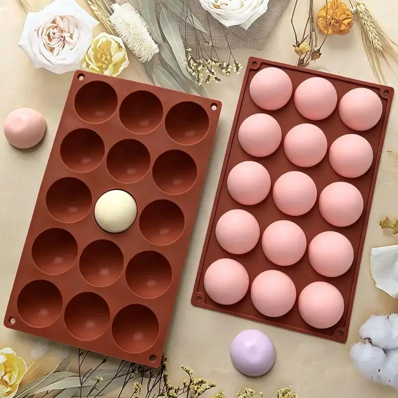 3D 5/6/15/24 Grids Semicircular Silicone Mold For Baking Balls Pudding Mousse Chocolate Eco-Friendly Kitchen Accessory