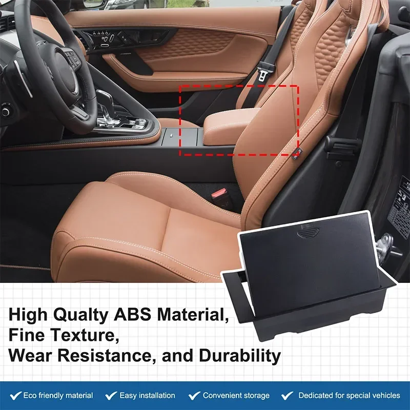 ABS Black Car Center Console Armrest Privacy Storage Box For Jaguar F-TYPE 2013-24 Car Hidden Private Storage Tray Accessories