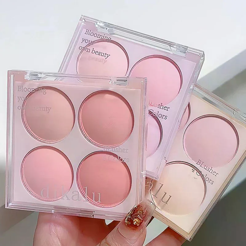 4 Colors Matte Blush Powder Set - Sweet Warm Tone Face Makeup Cheek Brightener Cosmetic Illuminator For Enhanced Facial Beauty