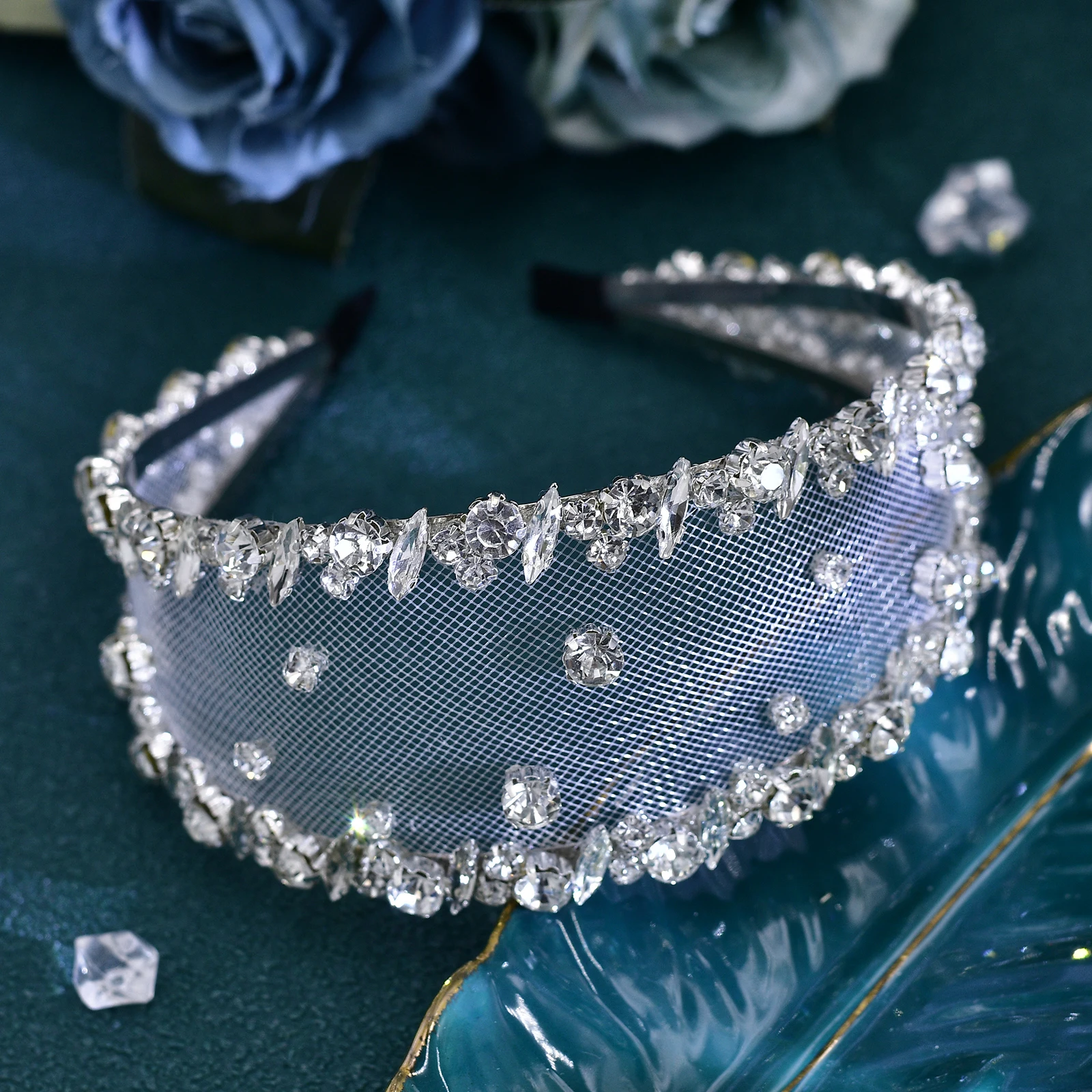 Diadema de diamantes de imitación plateados brillantes para novia, adornos para la cabeza, Aro para el cabello brillante para fiesta de boda, tocado de regalo para banquete, HP650