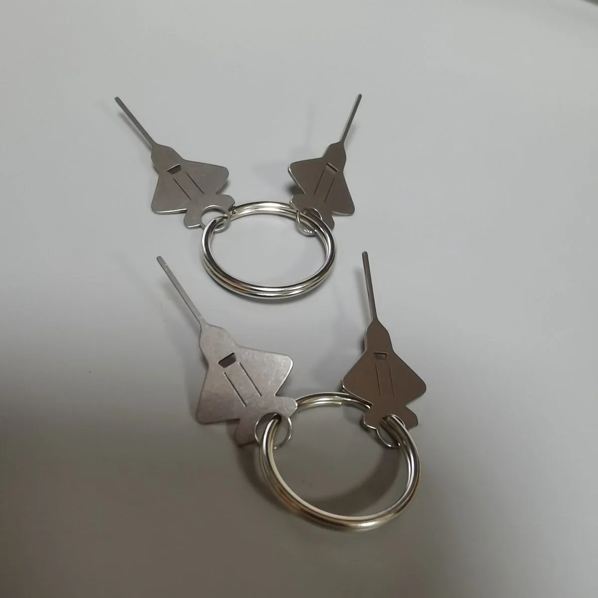 2Pcs/Set Fighter Plane Stainless Steel Sim Ejector Pin Extended Universal Thimble For Smartphone Sim Card Tray Removal Eject Pin