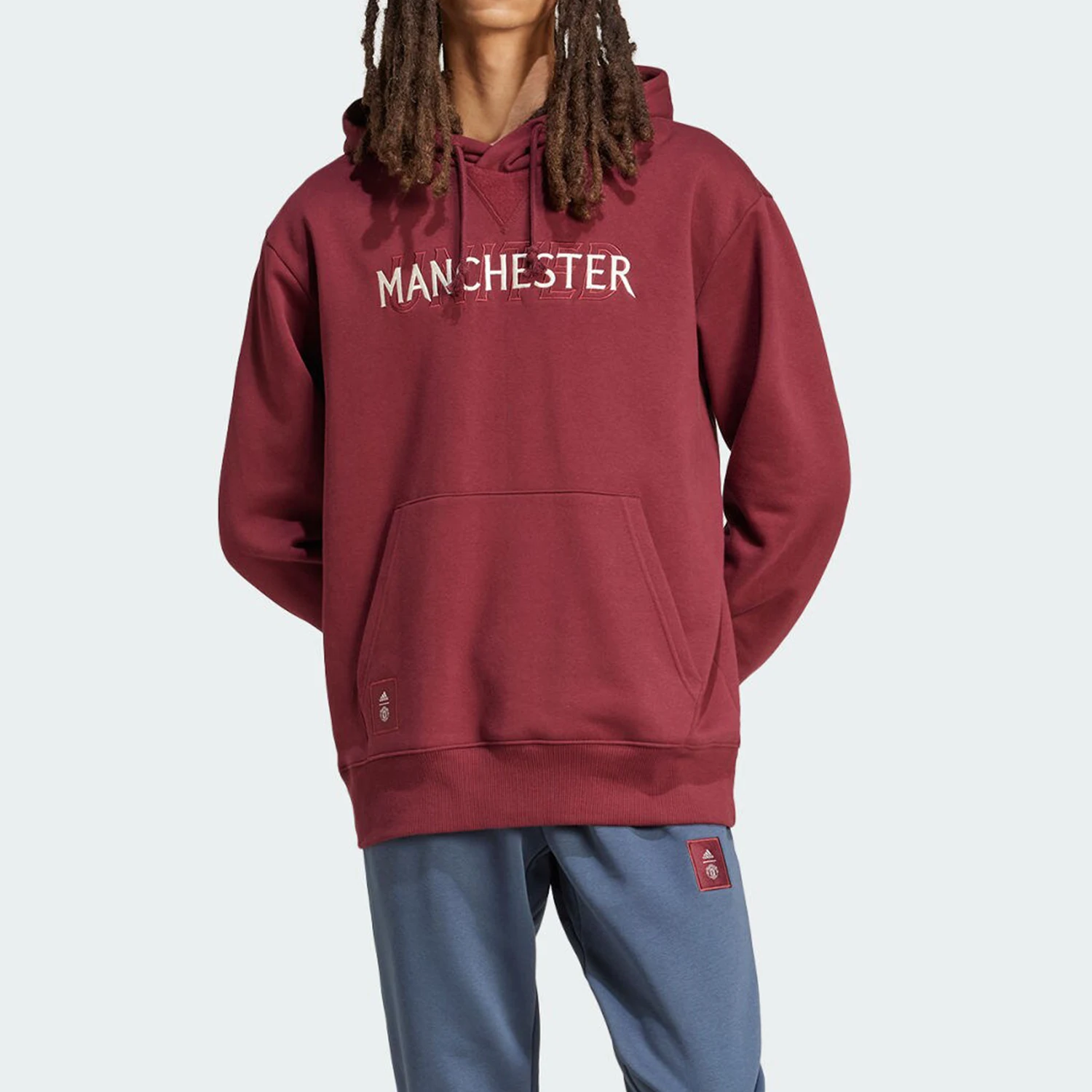 

Adidas genuine MUFC SZN HD Men's Letter Print Loose Hooded Sweatshirt IT4174