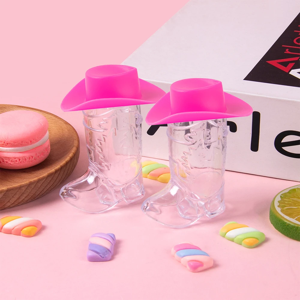10pcs/ Set Bachelorette Hen Party Supplies Plastic Mini Brown Pink Cowboy Hat Cowboy Boot Shot Wine Glass Kit Party Supplies