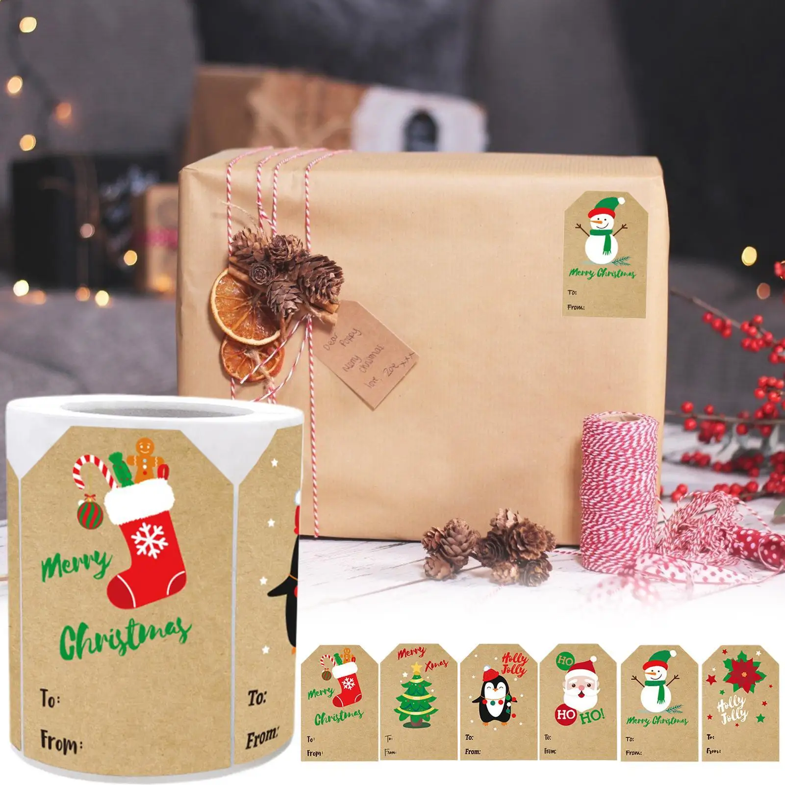 

Рождественские бирки с именами, самоклеящиеся, 250 предметов, украшения, упаковочная бумага, бирка с именем, рулон этикеток для коробок, ремесел, конвертов для детей и взрослых