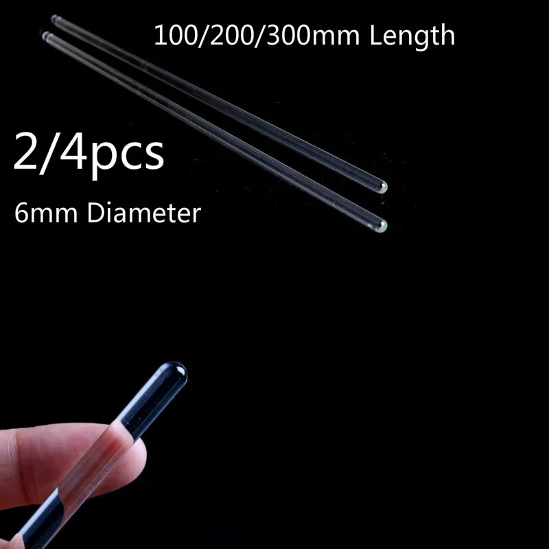 2/4pcs Lab Glass Stirring Rods Tools 100/200/300mm Length Borosilicate High Resistant Stirrer For Chemistry Lab 6mm Diameter