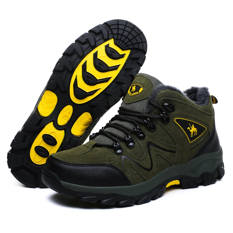 Super Warm WinterWith Fur Waterproof Outdoor Shoes Man Sneakers Antiskid Trekking Shoes Waterproof Unisex  Hiking Boots