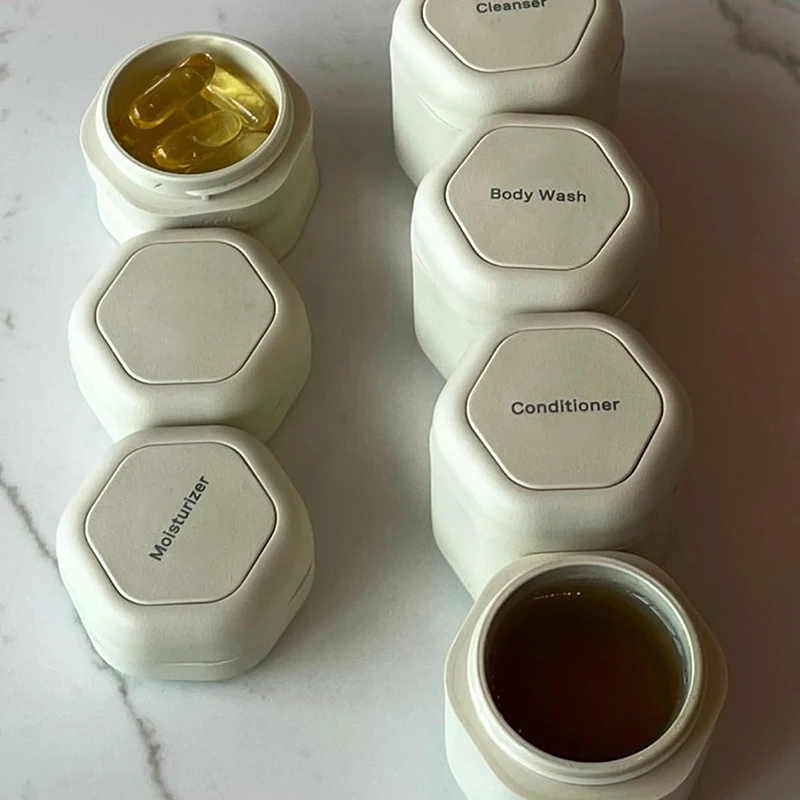 

2/3Pcs Travel Container Magnetic Storage With Lids Cosmetic Dispenser Stacking Design Bottle For Face Cream Sunscreen Organizer