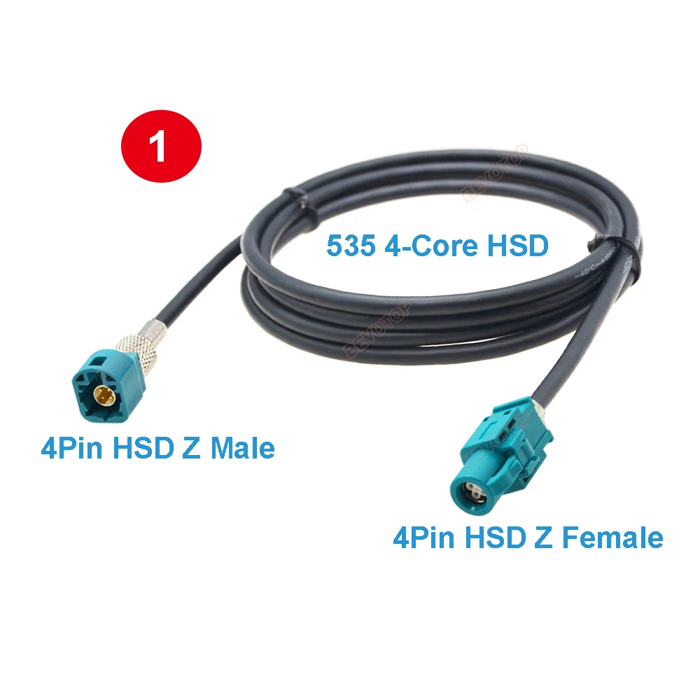 1Pcs Universal HSD LVDS 4 Pin Water Blue Code Z Female to Z Male/FemaleVehicle High-speed Transmission Shielded 535 4-Core Cable