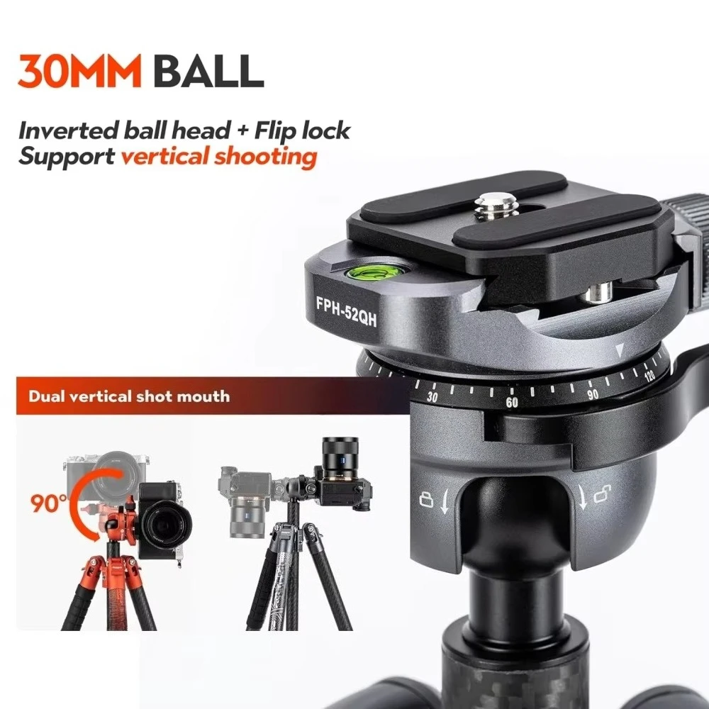 Professional Carbon Fiber Tripod Stand 360 Panorama Digital Video Shooting Tripod
