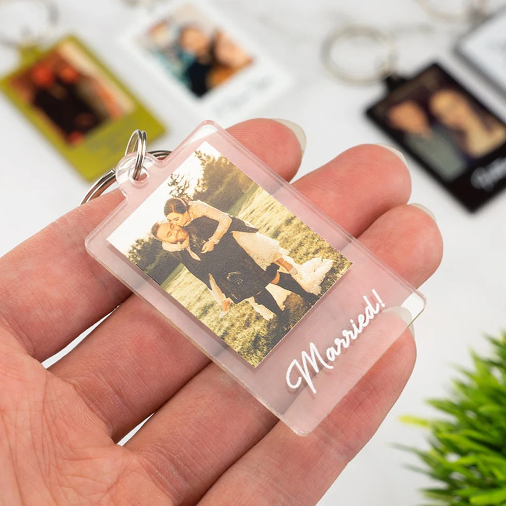 Personalized Custom Photo Keychain Acrylic material Customized Couple Portrait Keychains Gift for Her Him Valentine's Day
