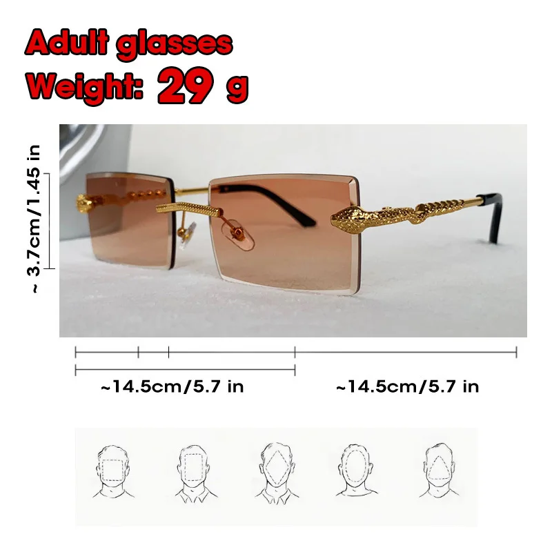 OCYCO 2024 New Rimless Rectangular Sunglasses Men Fashion Vintage Twisted Snake Leg Gradient Shades Women image 5