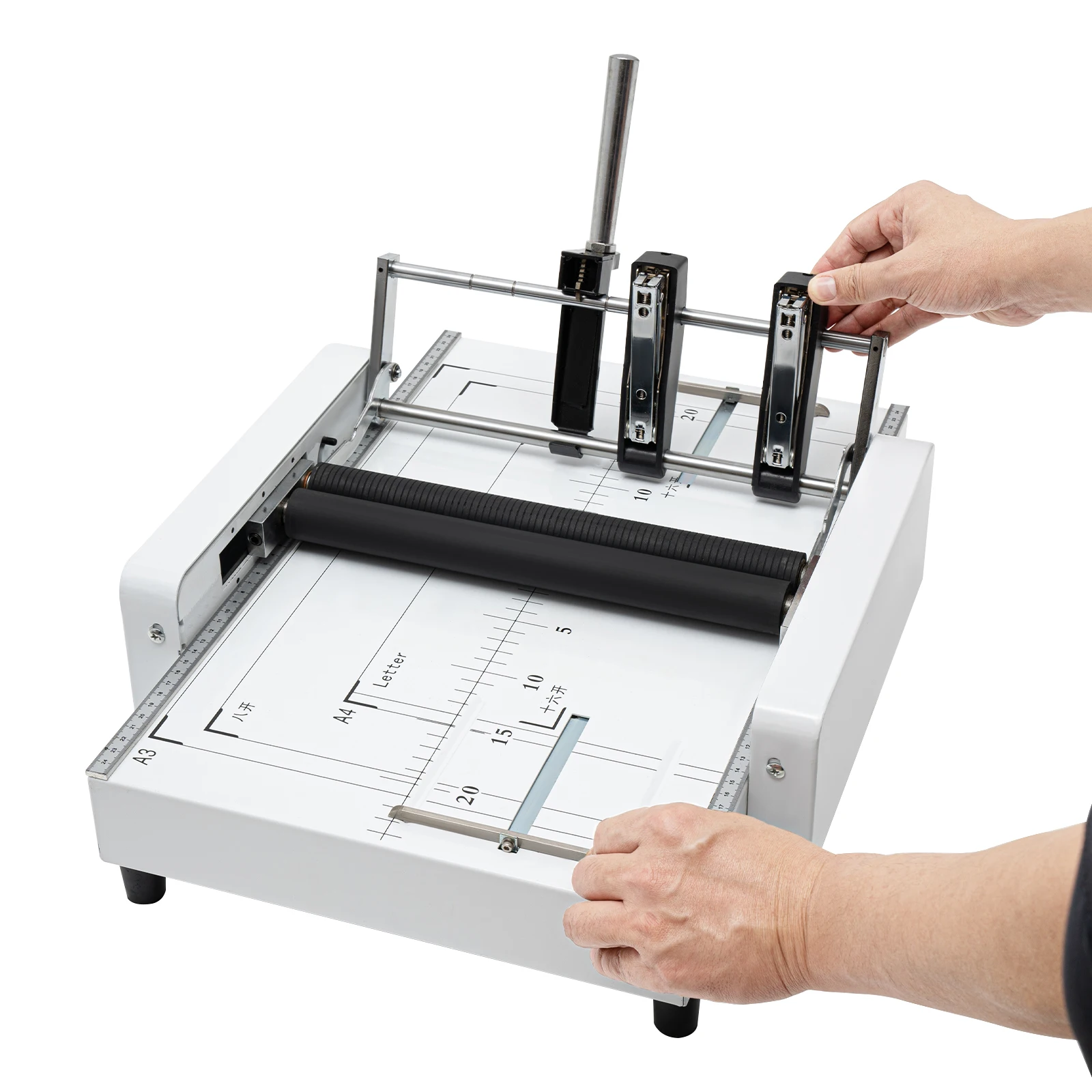 A3 Folding Binding Machine With 4 Locating Stops, 2-in-1 Booklet Maker With 50-Staple Capacity, 200-300 Books/H For Office, 110V US Plug