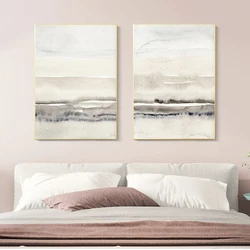 Beige And Grey Canvas Painting Abstract Watercolor Print Modern Minimalist Poster Nordic Wall Pictures Living Room Home Decor