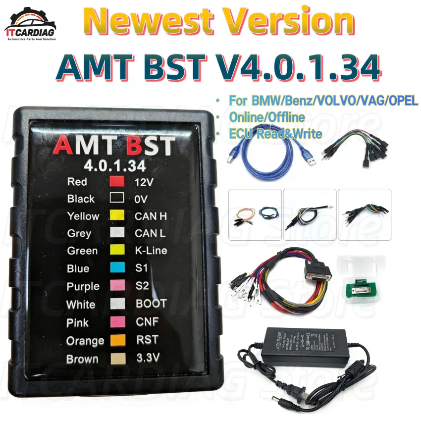 Newest Version AMT BST V4.0.1.34 ECU BENCH Service Tool Reading&Writing For BMW/Benz/VOLVO/VAG/OPEL  MG1 MD1 MEDC17 MDG1 EDC16