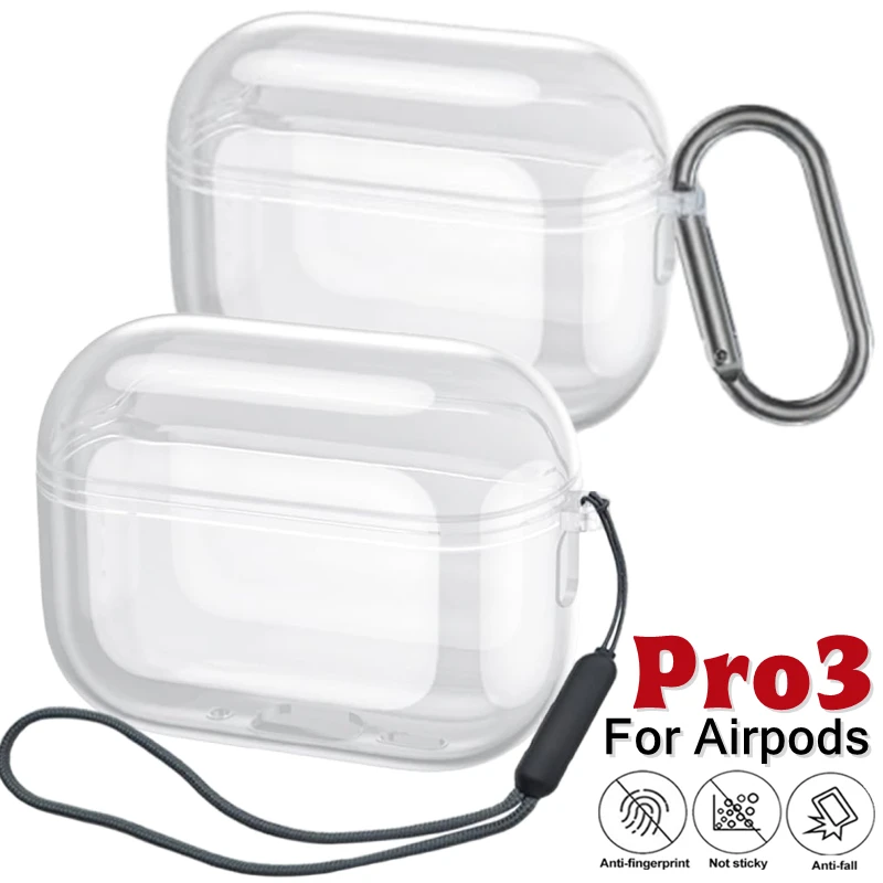 

Soft Clear TPU Earphone Case For Airpods Pro 3 Pro3 Shockproof Transparent Cover For AirpodsPro 3 Lanyard Hook Protective Shell
