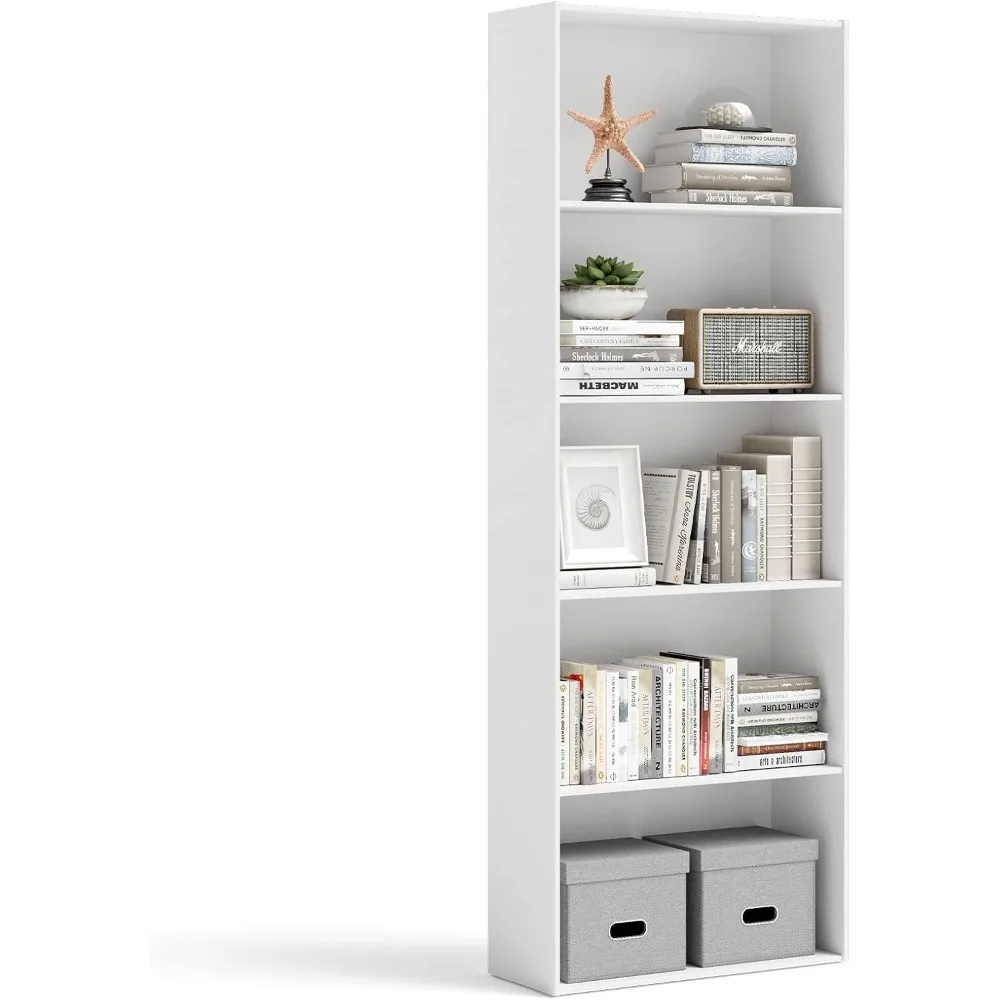 

5-Shelf Bookcase, 23.5''L x 9.5''W x 67''H, Multi-Functional Wood Storage Display Open Bookshelf for Home Office