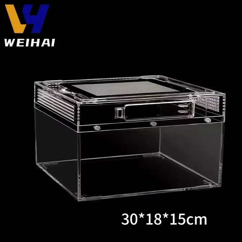 Clear Acrylic Insect Reptile Habitat Box for Hermit Crabs Spiders Custom Pet Terrarium Ventilated Stackable Design