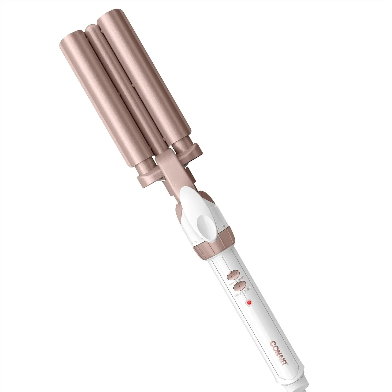 

Triple Barrel Waver Hair Tool, Double Ceramic Curling Iron Creates Deep Continuous Waves for All Hair Lengths, White/Rose Gold