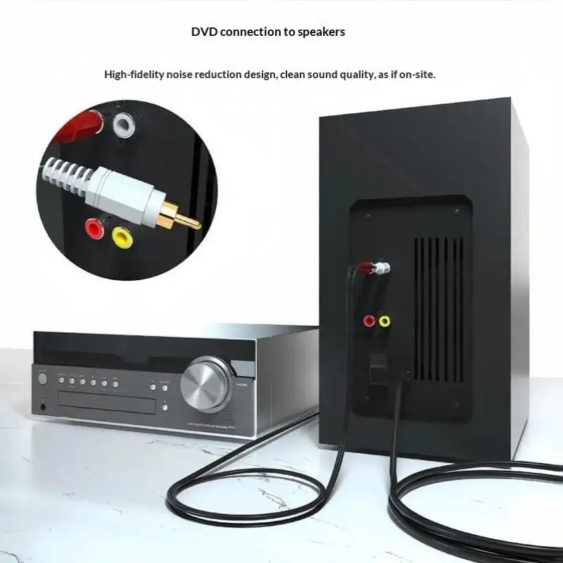 1Pcs  Audio Splitter Cable 2 Male To 2  Male Audio Video Cable For DVD Sound TV Box Louder 1.5 Meters
