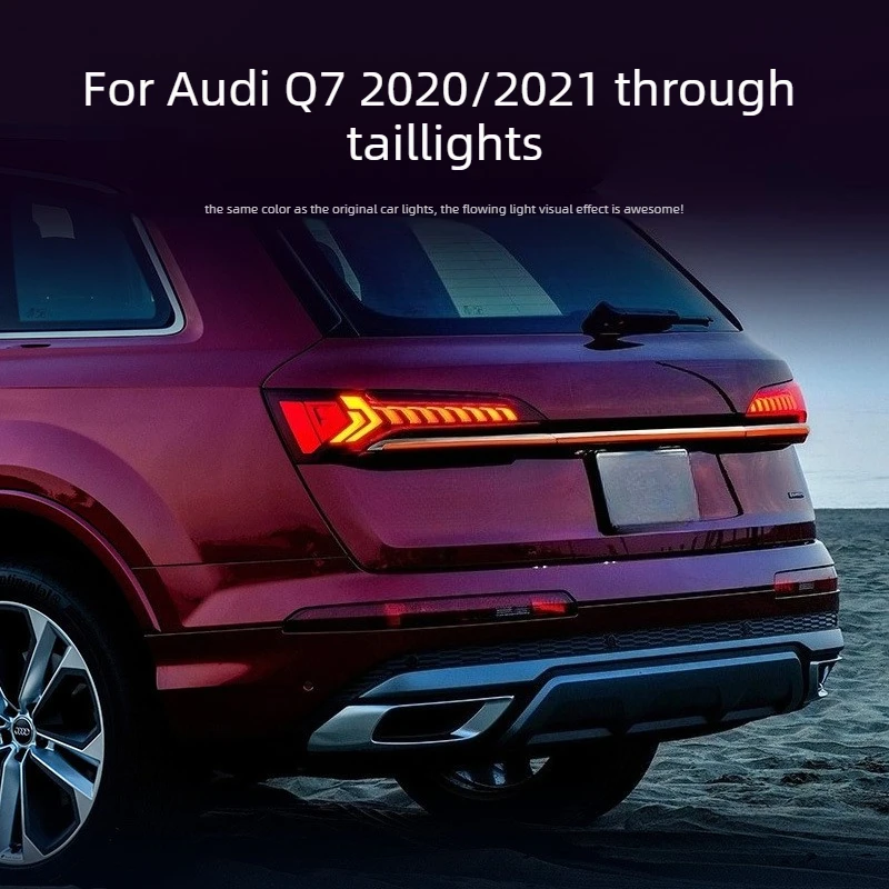 

Car Lights For Audi Q7 2020-2021 through taillight modification with dynamic flowing light assembly upgrade Tail Light Assembly