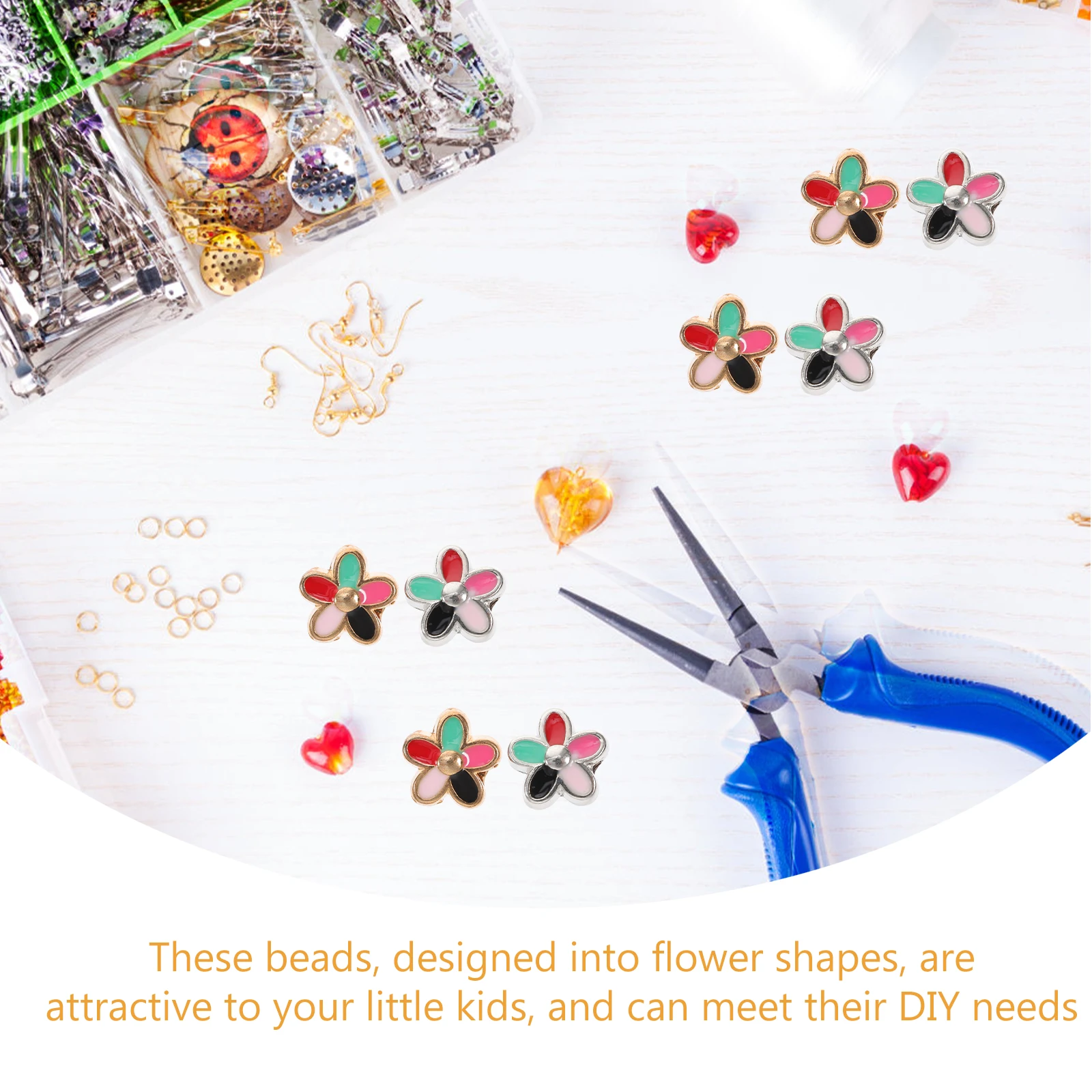

20pcs Flower For Jewelry Making Flower Shaped Alloy Beads Diy Bracelet Necklace Charm Diy Jewelry Supplies Hair Accessory Bead