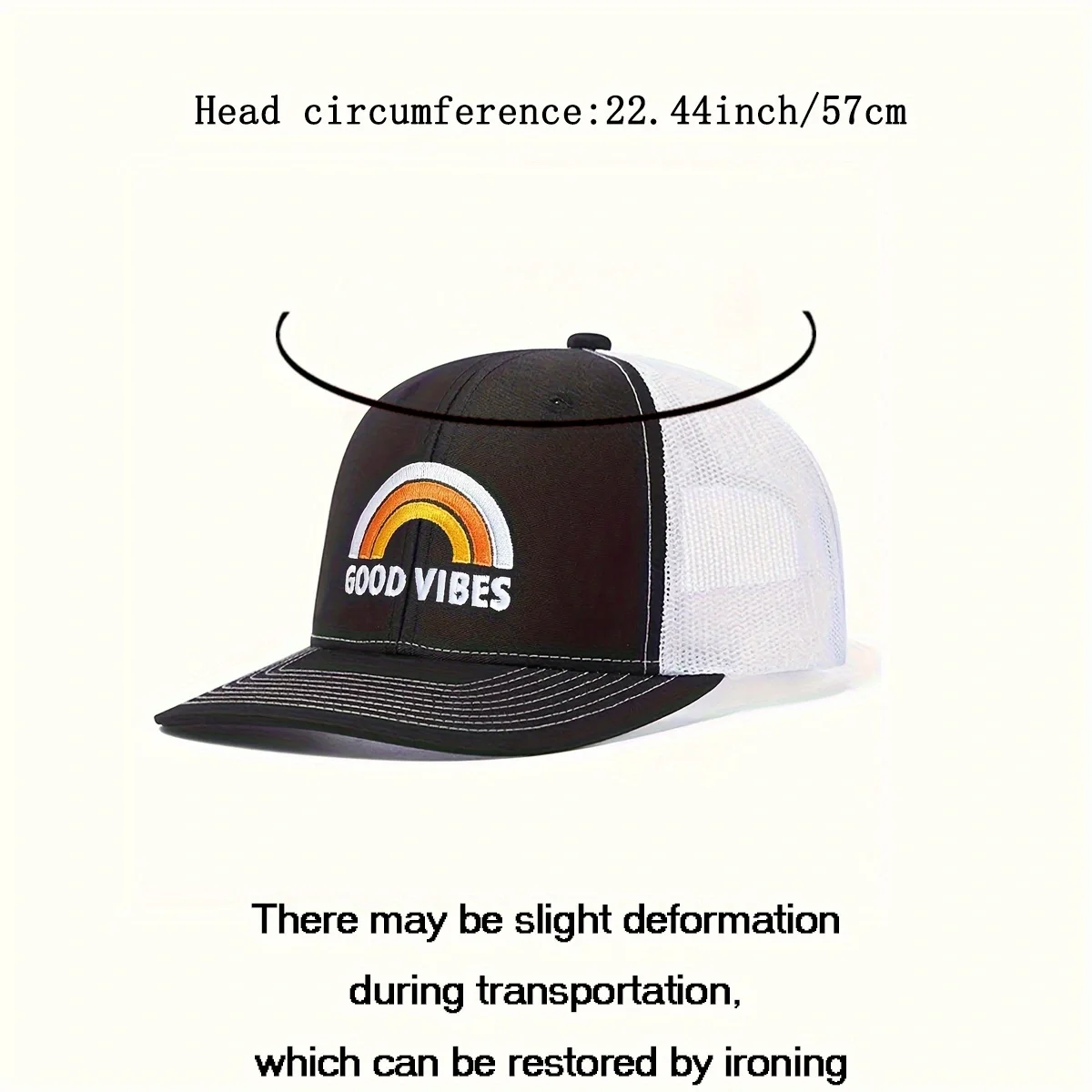 Embroidered Half Mesh Baseball Cap, Unisex Outdoor Hiking Daily Travel Sun Hat, Simple Portable Adjustable Baseball Cap For Men